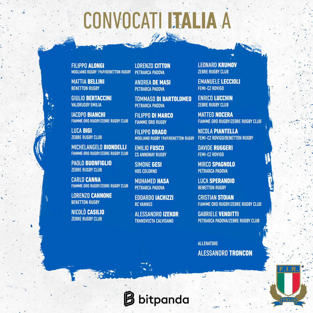 Federugby's tweet photo. 🔵 #ItaliaA 

Alessandro #Troncon ha ufficializzato la lista degli atleti convocati per il raduno – in calendario a partire da giovedì 16 giugno – in preparazione degli impegni internazionali ➡ https://t.co/QG1tEwT1tE

#insieme #rugbypassioneitaliana https://t.co/8rGpljEExd
