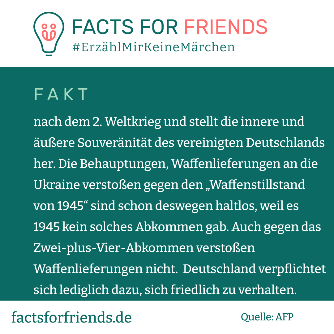 WIDERLEGT: Deutschland hat gegen den Zwei-plus-Vier-Vertrag verstoßen und befindet sich nun wieder im Kriegszustand #ErzählMirKeineMärchen

➡️Mehr kurze und verständliche Faktenchecks auf: factsforfriends.de