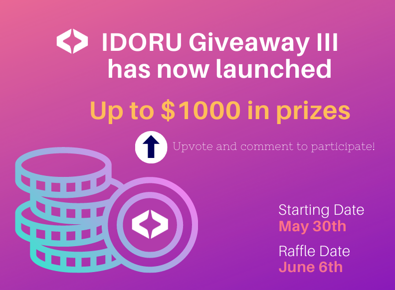 IdoruCapital's tweet photo. Idoru Giveaway III is now live! Follow the simple steps in our Reddit post to have a chance of winning! The more people participate, the more winners there will be! 

#Giveaway #Cryptocurrency #PolygonNetwork #Etherum
#utilitytoken #Giveaways 

https://t.co/z4mmhtxXe0 https://t.co/cJA6CPO2vk