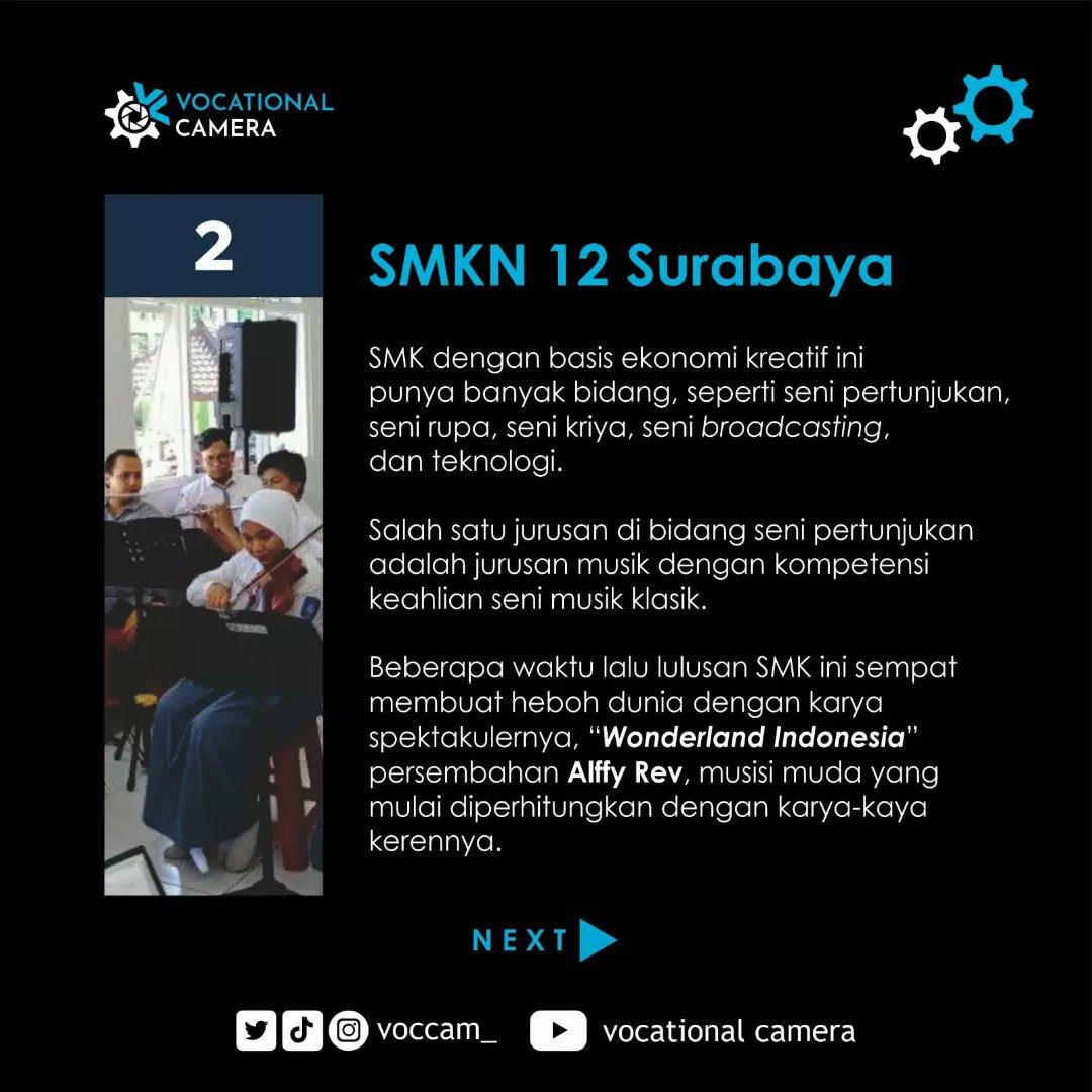 voccam_'s tweet photo. Selain bentuk karya, musik juga menjadi bagian dari industri pada era modern ini

Seiring perkembangan musik dan pendidikan, dibukalah jurusan seni musik di SMK dan kampus Vokasi

Buat kalian yang masih SMP dan berminat dengan musik, 3 SMK jurusan musik ini bisa jadi pilihannya! https://t.co/MSkASS4AVG