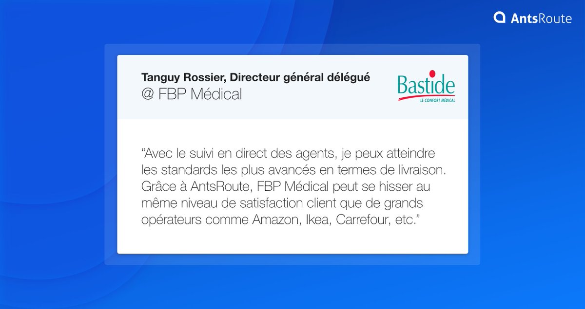 AntsRoute's tweet photo. Cette semaine, nous vous emmenons à la rencontre de Tanguy Rossier, Directeur général délégué de FBP Médical qui nous explique comment la société atteint les standards les plus avancés en termes de livraison avec AntsRoute 👉 https://t.co/OeneSGSEXa

#sante #medical #logiciel https://t.co/gWwPpfC2zg