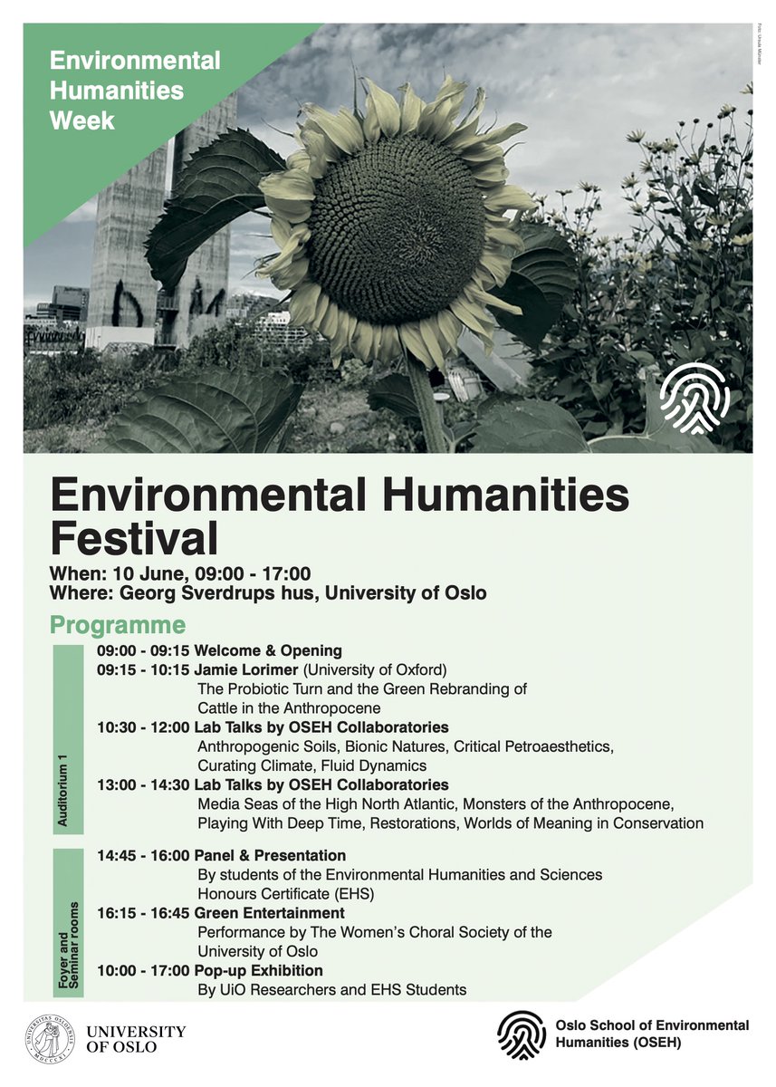Oslo Center for Environmental Humanities (OCEH) (@envhum) on Twitter photo We are very proud to celebrate the Environmental Humanities Week here in Oslo! We got two exciting public events happening on 7 and 10 June - see the posters below, and visit our website for more information🌿 All are welcome! #envhum <a href="/UniOslo/">Universitetet i Oslo</a>HF @UniOslo hf.uio.no/english/resear… We are very proud to celebrate the Environmental Humanities Week here in Oslo! We got two exciting public events happening on 7 and 10 June - see the posters below, and visit our website for more information🌿 All are welcome! #envhum <a href="/UniOslo/">Universitetet i Oslo</a>HF @UniOslo hf.uio.no/english/resear…
