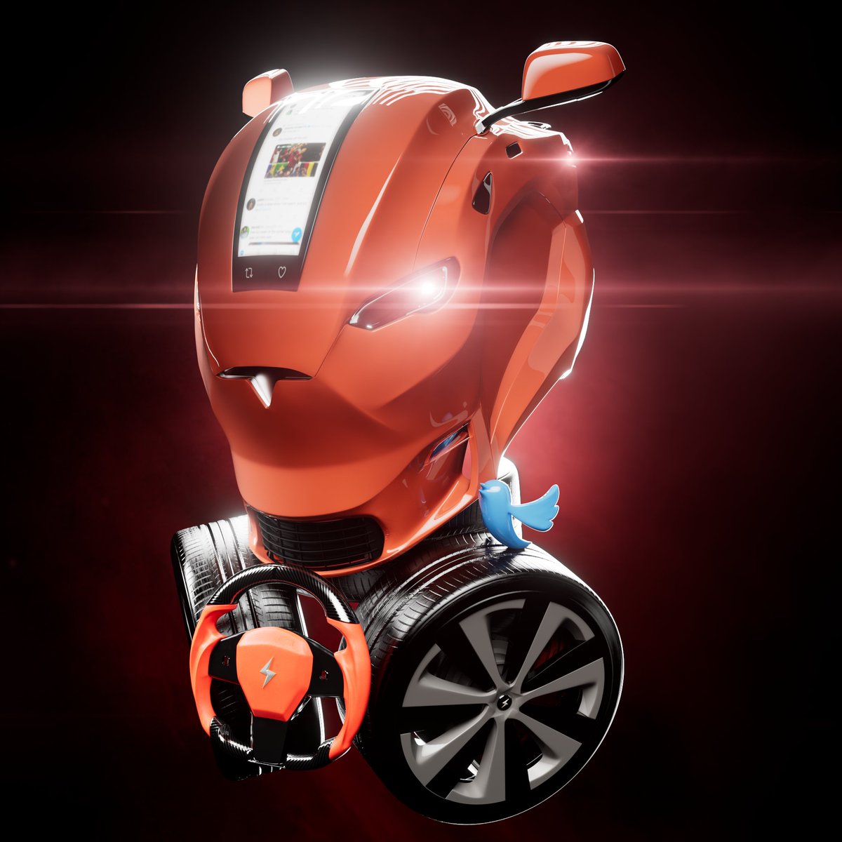 engineersnft's tweet photo. The "T" one enters the race 🏁

@elonmusk Do you like the art ? 

First 100 to recognize the car will be considered for Driving Licence (WL Spots) https://t.co/4WRnwjpz9N