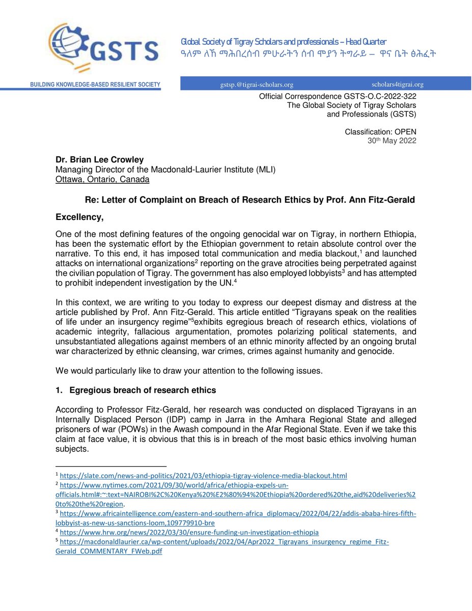 GlobalGsts's tweet photo. We,the .@GlobalGsts and all the undersigned Academic,Professional and Community Organizations and Institutions,are writing to you.@MLInstitute today to express our deepest dismay and distress at the article published by Prof. Ann Fitz-Gerald..@Laurier.@RUSI_org .@maclachlan_ca https://t.co/399BoSQxbC