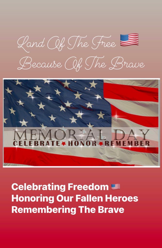 PowerCrew's tweet photo. Have a blessed Memorial Day!

🇺🇸 Celebrating Freedom, Honoring Our Fallen Heroes, Remembering The Brave 🇺🇸

#MemorialDay #America #Freedom #landofthefreebecauseofthebrave https://t.co/1k5DO8Dfqt
