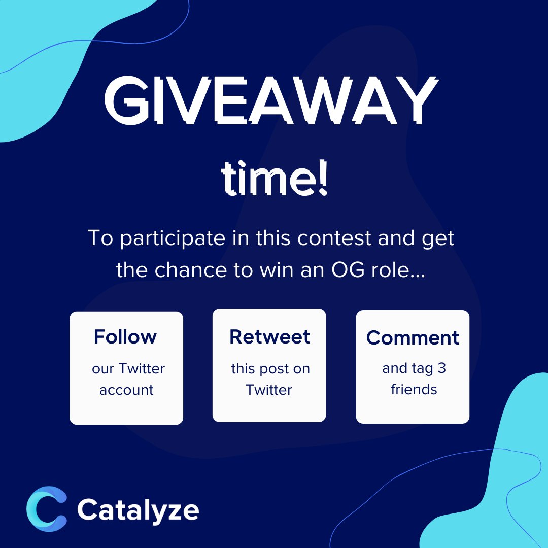 Yes, we are doing it again! This time, we are raffling 10 OG badges with beta access to Catalyze among everybody that:
1. Follow us on Twitter
2. Retweet this tweet
3. Comment on it tagging 3 friends

Best of luck! #Catalyze #ICP #Web3 #Blockchain
