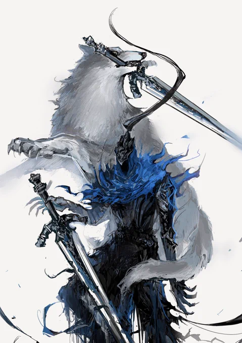 Fan art | Dark Souls - Artorias and Sif

Artist: @NI_RA_10 