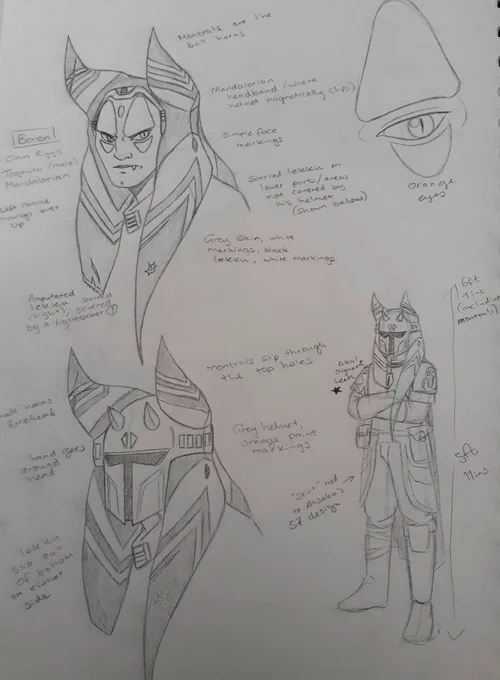 Concepts of Beren Nimm, my togruta Mandalorian oc!

comments on my design choices are in the replies! 