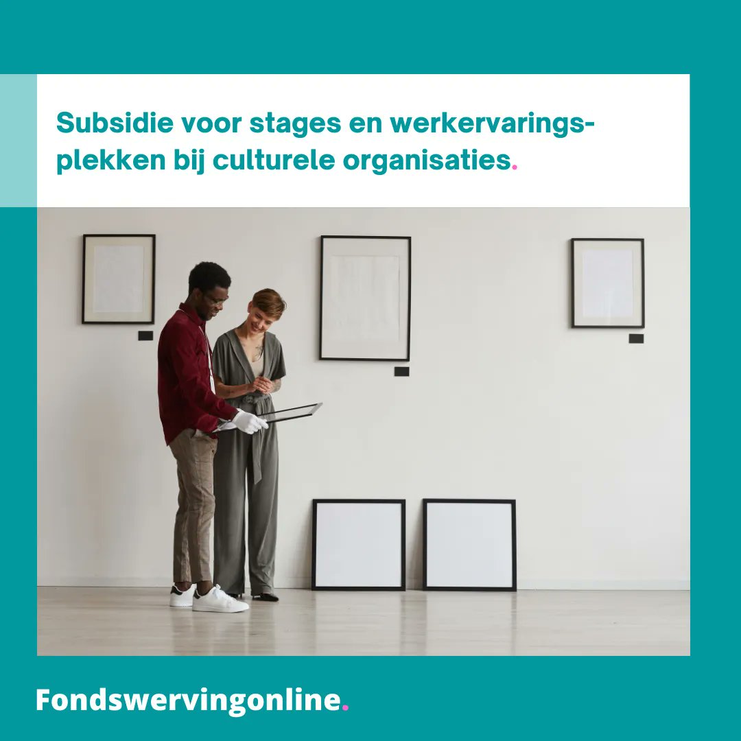 TenPages's tweet image. Tip: Subsidie voor stages en werkervaringsplekken bij culturele organisaties. De subsidie bedraagt € 1.000 per stage. 
Meer info: buff.ly/3NKk7OO

#subsidie #fondsen #fondsenwerving #fondswervingonline #stages #banen #cultuur