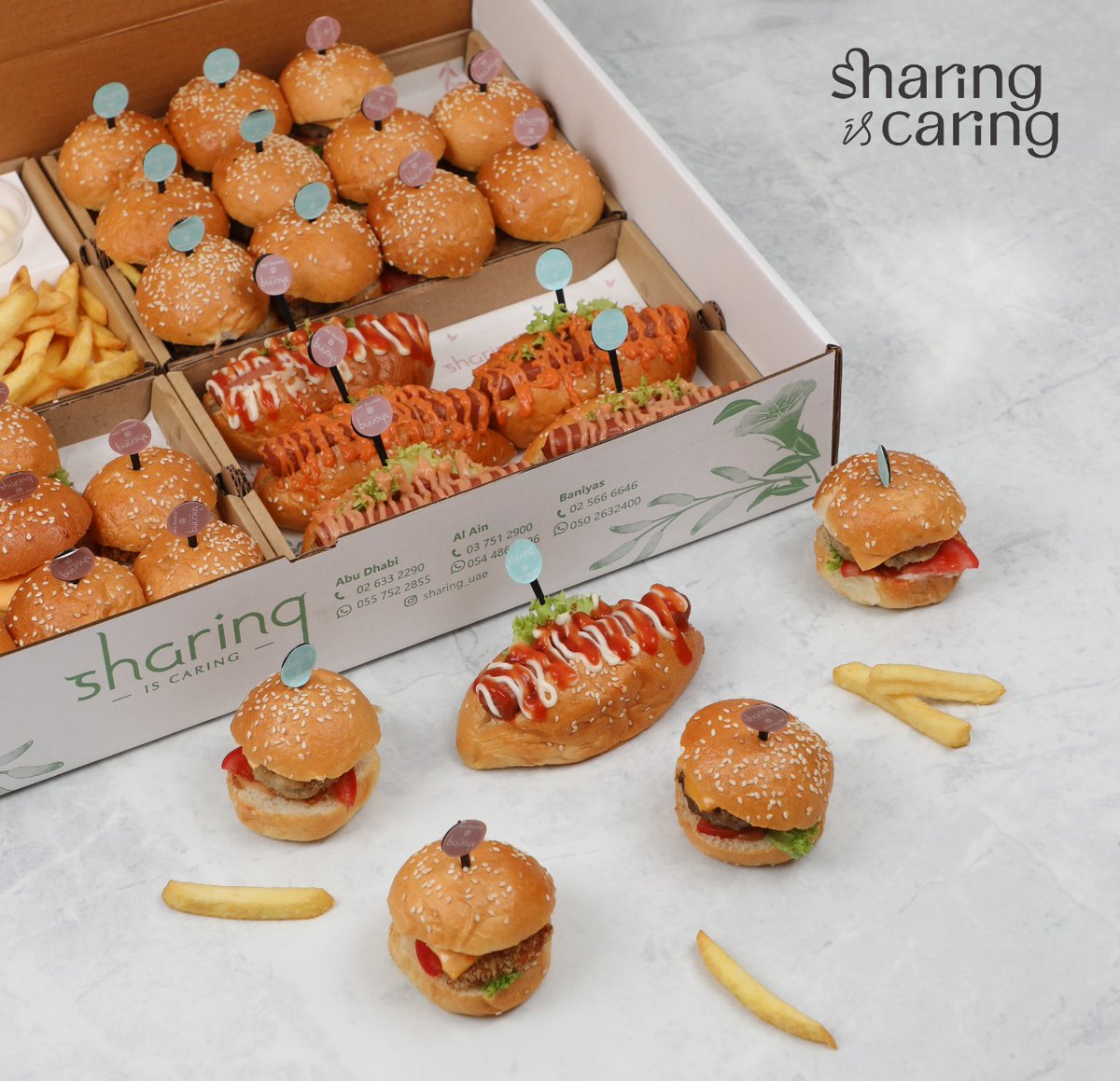sharingrest's tweet image. Sharing Mini Burgers &amp;amp; Hotdog Box 

12 chicken mini burgers and 12 beef mini burgers , 6 mini hotdogs with fries

Price: AED 240

To order please visit the link in the bio, call or communicate via WhatsApp

#abudhabi #alain #uae #pastry #cravings #sharingiscaring #abudhabi #alain