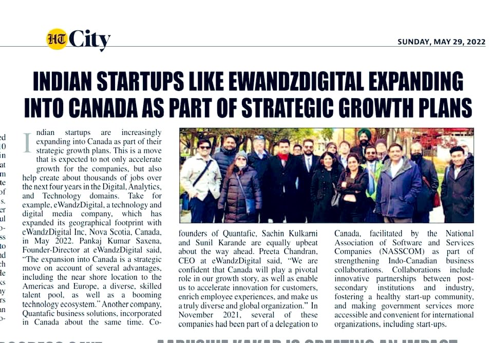PioneerPankaj's tweet photo. Elated to see this #eWandzDigital among Indian startups covered in this news article in the HT City on startup expansions. A big thank you, team eWandzDigital, NASSCOM, our customers, partners, and advisors for helping! https://t.co/HeUFyWG3lW