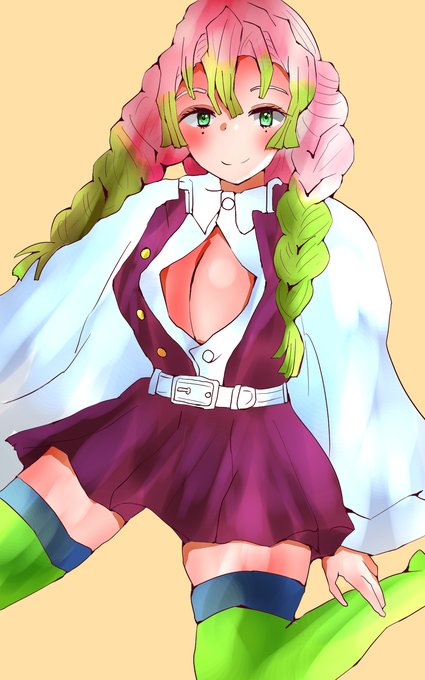 ラムさんがTwitterに投稿した甘露寺蜜璃(鬼滅の刃)のイラスト。