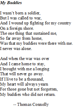 On Memorial Day, here is a poem my Dad wrote. He used to recite it at Memorial Day Services. He was in the Army Air Corp during WWII.