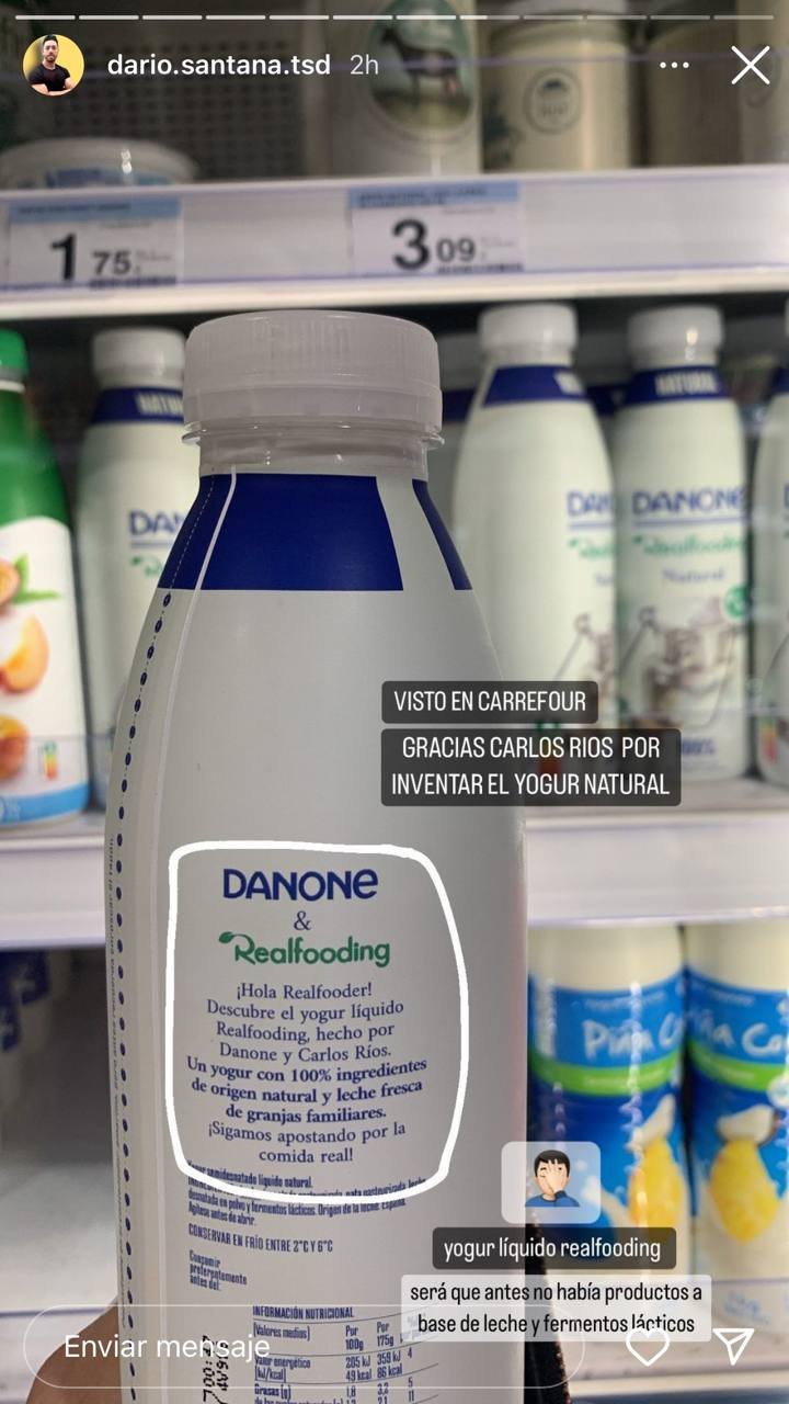 Yogur líquido Realfooding y yogur natural Danone: mismos ingredientes, dos  euros más de precio