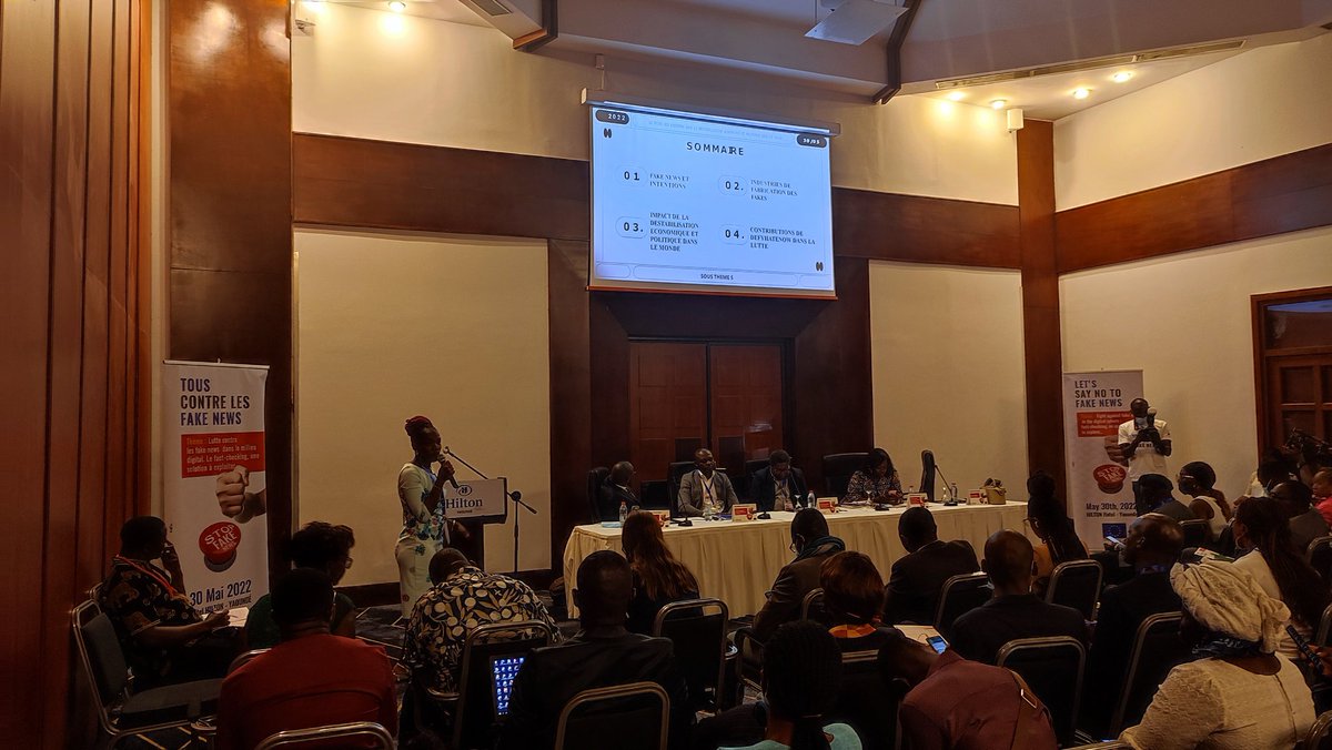 Atelier sur la lutte contre les #FakeNews à Yaoundé avec l' <a href="/UEauCameroun/">L'UE au Cameroun et pour la Guinée équatoriale</a>

Place à la présentation d' <a href="/Asitchoma/">Armelle Sitchoma</a> sur : 
"Le poids des FakeNews dans la déstabilisation économique et politique "