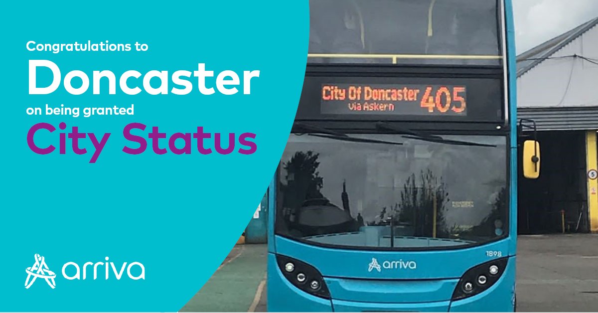 arrivayorkshire's tweet image. Congratulations to Doncaster for gaining City status as part of Her Majesty’s Platinum Jubilee celebrations. Keep an eye out for our buses, where you will find the destination displays updated!