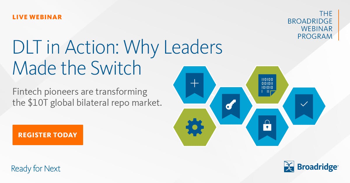 Our Distributed Ledger Repo platform is a long-term solution with immediate payback. Grasp the transformative power in a live webinar featuring experts from Societe Generale and UBS. bit.ly/39noSiM