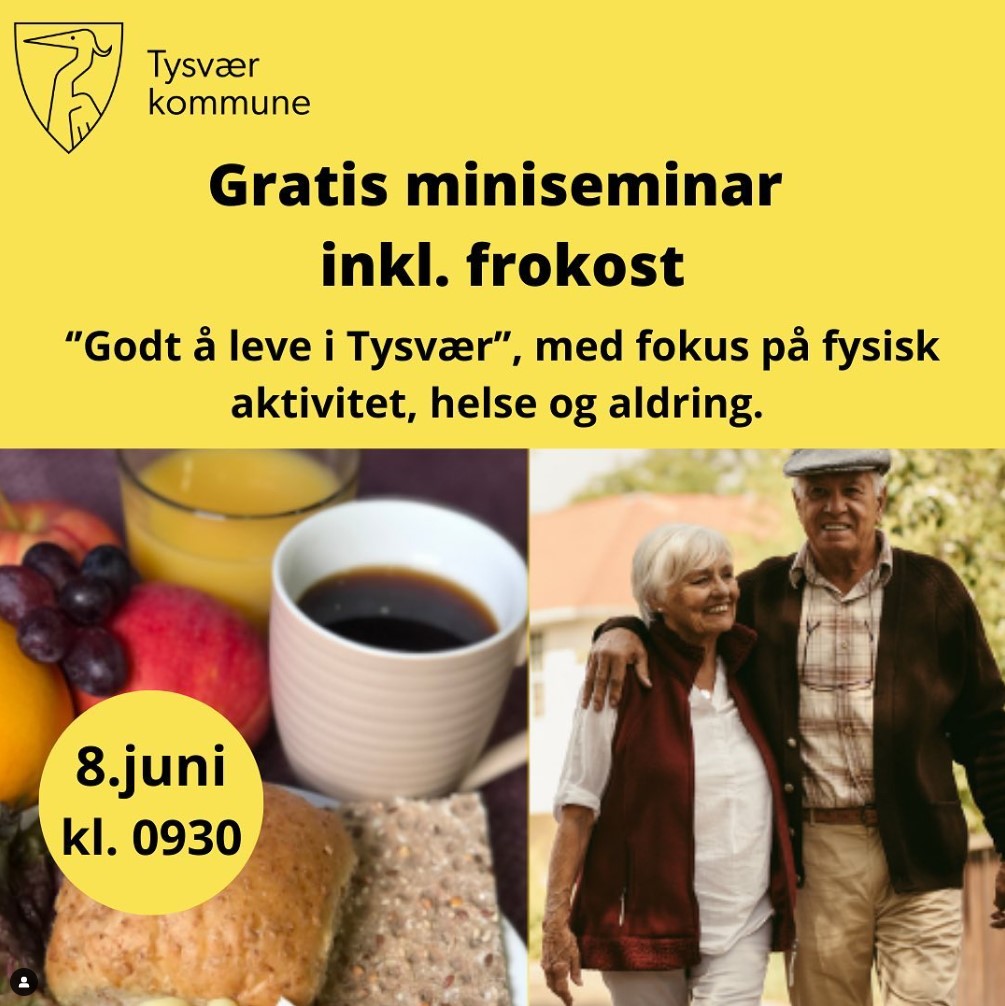 8. juni skjer det mye kjekt på Tysværtunet Kulturhus🤩 Frokost og foredrag før lunsj, og forestilling med Trond Viggo Torgersen etter lunsj. Husk å ta ut billetter. Innbyggere og andre interesserte i alle aldrer er hjertelig velkomne 😀
tysver.kommune.no/aktuelt/velkom…