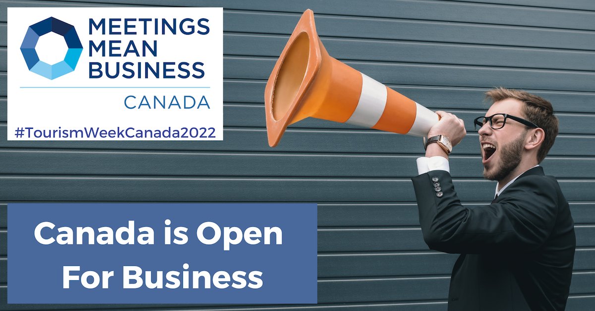 Business events are an important part of Canada’s visitor economy. We’re marking #TourismWeekCanada2022 by telling the world that Canada is open for business! Learn more: bit.ly/3PcxBo9 #MeetInCanada  #TimeToMeet