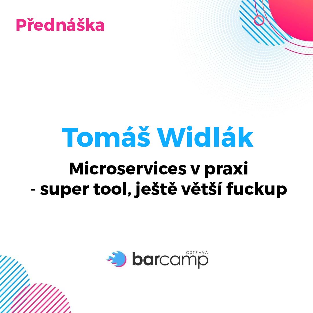 Barcamp Ostrava (@barcampostrava) on Twitter photo 📢 Pokračujeme v představování přednášejících. 🙂
🧑 Tomáš Widlák
🎙 Microservices v praxi - super tool, ještě větší fuckup
#barcamp #barcampostrava #konference #ostrava #prednaska 📢 Pokračujeme v představování přednášejících. 🙂
🧑 Tomáš Widlák
🎙 Microservices v praxi - super tool, ještě větší fuckup
#barcamp #barcampostrava #konference #ostrava #prednaska