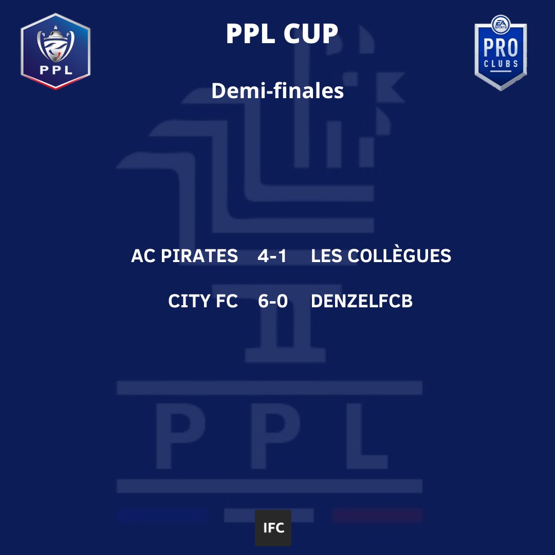 Ligue_PPL's tweet photo. 🇫🇷PPL CUP🇫🇷
Voici les résultats des 1/2 finales de la #PPLCup saison 10
#esports #FIFA22 #france #ps4 #LiguePPL #ClubPro @RTduCP @rtducp1 @ClubPro_FR @ILOVEPROCLUB1 @GamingRTweeters @GamingRoomSAS @IFC_Project @Migraf591 https://t.co/0mSqo5tKPj