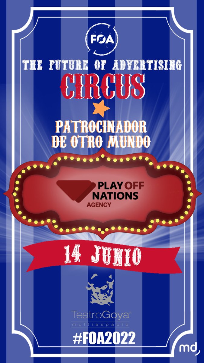 Hoy empezamos el día con suuuuper noticias 🙌

Y es que <a href="/playoffnations/">Playoffnations</a> viene a #FOA2022 CIRCUS 🎪  como patrocinador branding 👏

Pero esto no es todo. Hay otra sorpresita que os revelaremos más adelante

¡Regístrate aquí! 👇eventos.marketingdirecto.com/foa/foa-2022/