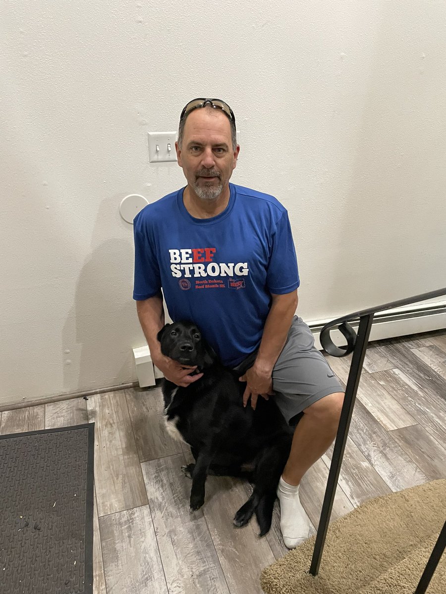 UltrasOrDie's tweet photo. Moose and I went on a 5K walk representing the ND Beef Commission. This is my first virtual race.
#NDBeef https://t.co/K88Py1ERuw