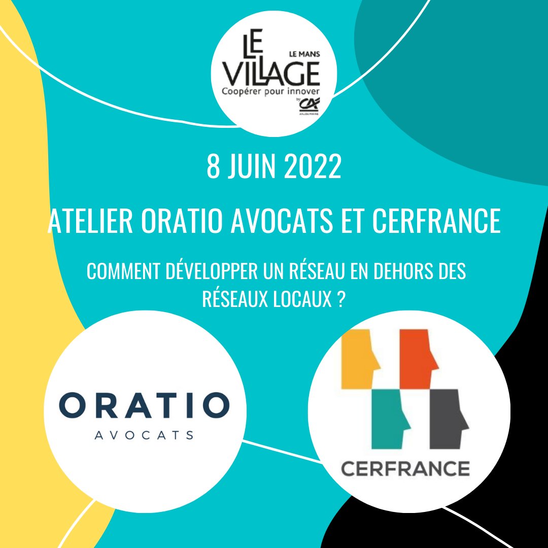 Le mercredi 8 juin, Oratio Avocats et Cerfrance animeront au Village by CA Le Mans, un atelier autour de la problématique : comment développer un réseau en dehors des réseaux locaux ?

Inscrivez-vous dès maintenant : lnkd.in/ef3AEVKy