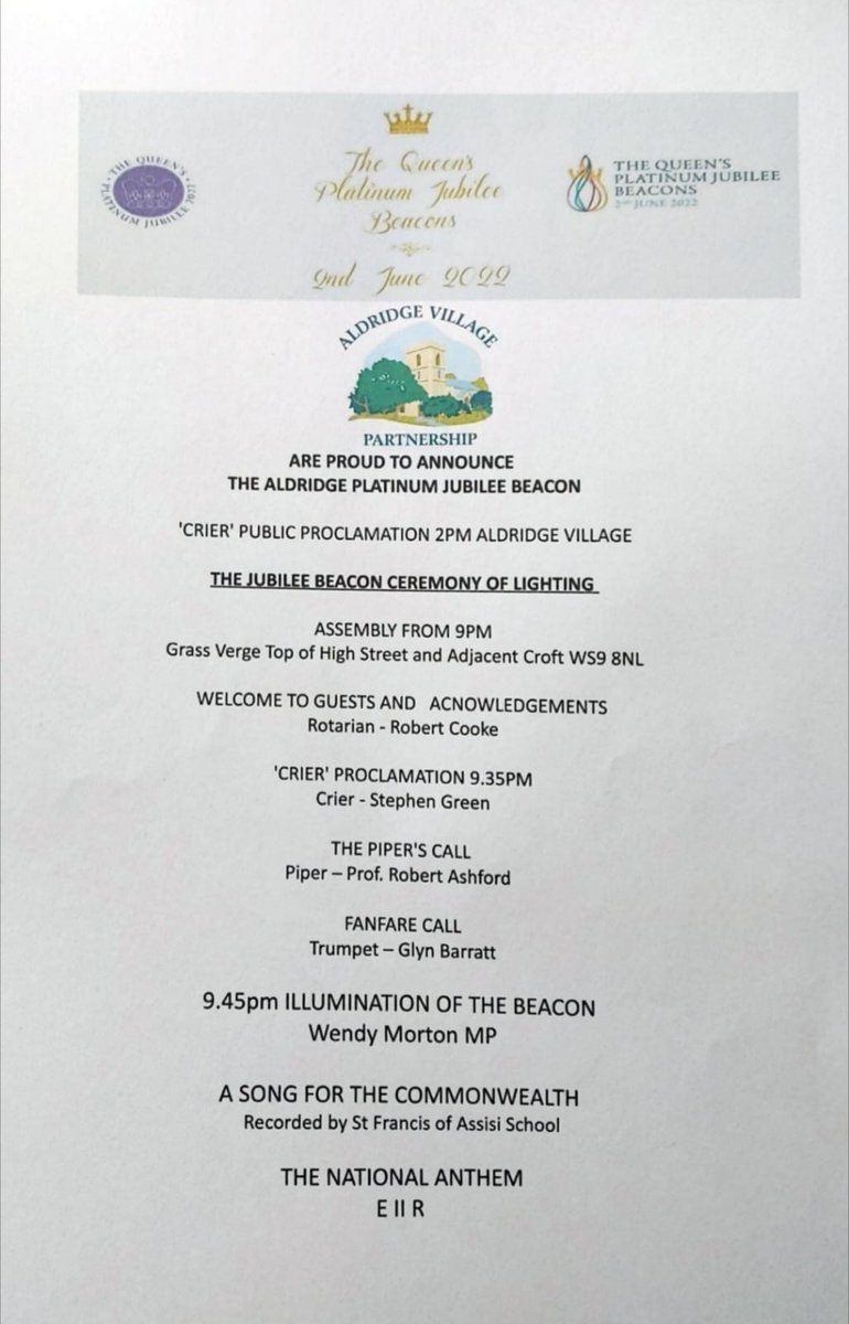 Delighted to be playing at the jubilee beacon ceremony.