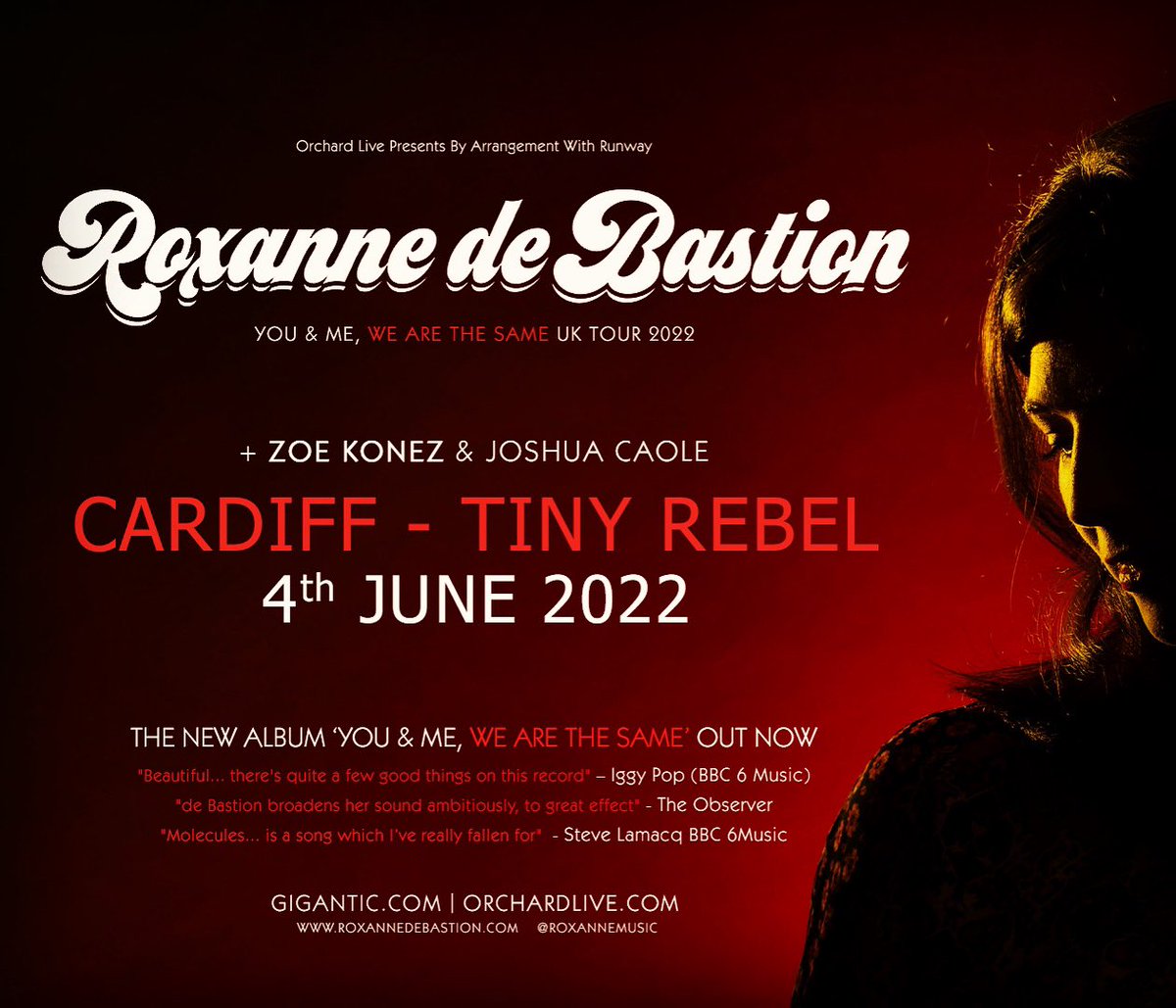 Excited for my show on Saturday June 4th with <a href="/Roxannemusic/">Roxanne de Bastion</a> and <a href="/zoekonez/">Zoe Konez</a>  at <a href="/TinyRebelCdff/">Tiny Rebel Bar Cardiff</a> … as it’s been a while since I played solo has anyone got any requests before I break out the new album? #cardiffmusic #welshmusic @adamwalton