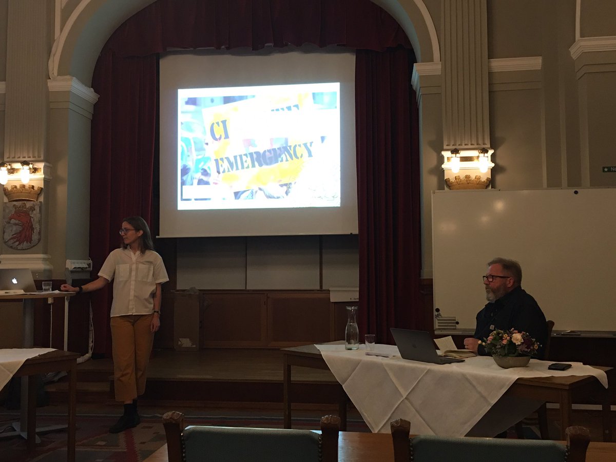 kesmccormick's tweet photo. “What is the role of symbolic action in times of crisis?” @josefinehenman presenting a fantastic thesis on #climate #emergency #declarations #cities @IIIEElund @lunduniversity with @nissemicke as opponent https://t.co/JWYx8qZq1z