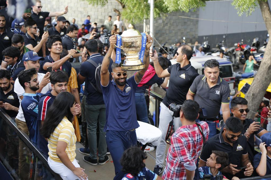 In pictures: Gujarat Titans team led by Captain Hardik Pandya holds victory road show