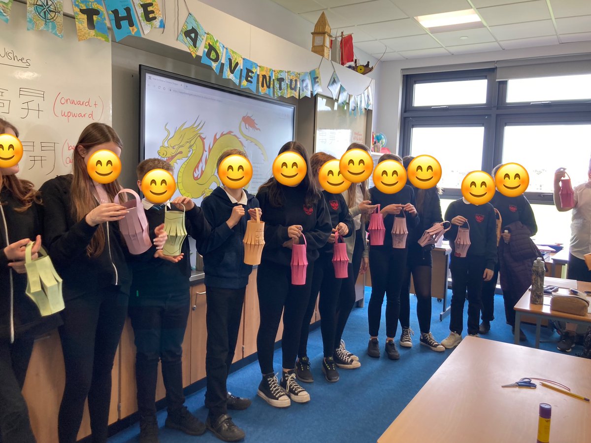 A successful Chinese Lantern 🏮making lesson with my S1s today!  Yes they really were this happy 😊