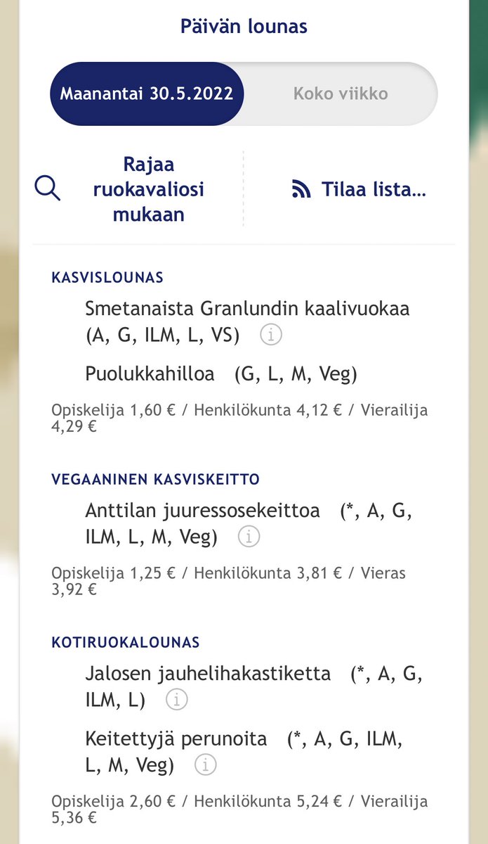 tapiomaatta's tweet photo. Päivän teeman mukainen ruokalista meillä tänään Opiskelijaravintola Careliassa https://t.co/BmOI9OFW1i