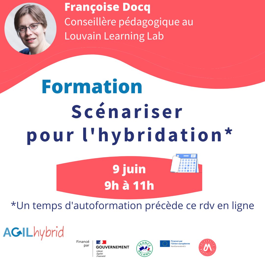 PedagoNUM's tweet photo. Le SUN @umontpellier propose la formation Scénariser pour l’hybridation animée par @francoisedocq du @LouvainLL 
🧐Autoformation 2 au 6 juin 
👩‍💻e-formation 9 juin de 9h à 11h 
🎯👨‍🎓de l'@umontpellier @CIHEAMIAMM @PolytechMontp @Supagro 
✍️S'inscrire ➡️ https://t.co/WrNbLnVgzw https://t.co/hH6fVh8VMQ