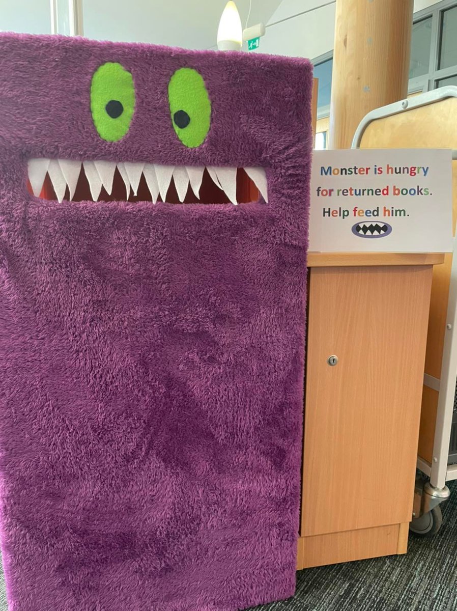 eastlothianlibs's tweet photo. LOVE this idea from #DunbarLibrary to encourage our young readers to return their library books!! #bookmonster #feedmeseymour #mindyourfingers https://t.co/iGKjLdsOAV