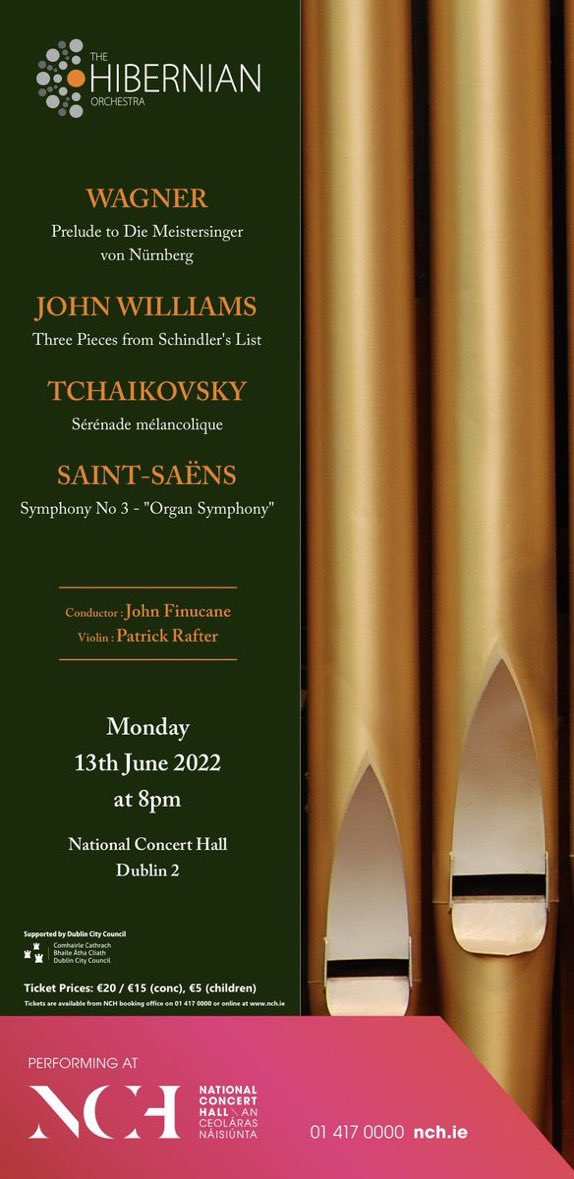 It’s great to be back performing live with <a href="/Hibernianorch/">Hibernian Orchestra</a> Join us <a href="/NCH_Music/">National Concert Hall</a> on June 13th to hear a gorgeous selection of music from John Williams to Saint-Saëns nch.ie/Online/default…