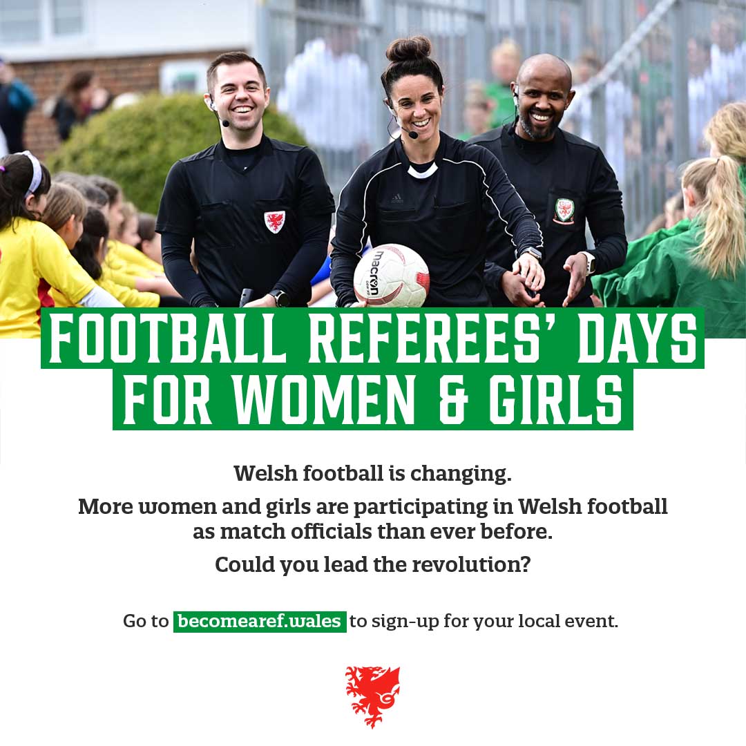 ⚽️Female Referees' Events in Wales⚽️

9th July: Colliers' Park, Wrexham 
17th July: Dragon Park, Newport

A practical course for NEW female referees🏃‍♀️

Sign up👉Becomearef.wales