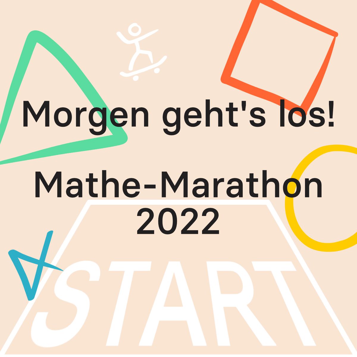 CasioSchulR's tweet photo. Morgen geht's los! Jetzt schnell anmelden, um volle 30 Tage für 200 Matheaufgaben und 42,2km Sport Zeit zu haben!
Allen Teilnehmer*innen wünschen wir viel Spaß und ein gutes Vorankommen!
https://t.co/USCIlu9JHr
#mathemarathon #mathletisch https://t.co/MSb7ABseLZ