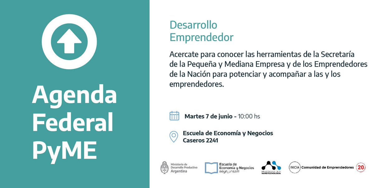nano_fan's tweet photo. Junto a la @eeyn_unsam de la @unsamoficial llevaremos a cabo un evento que tendrá como objetivo presentar las herramientas de financiamiento del Ministerio de @produccion_arg para potenciar y acompañar a las y los emprendedores. https://t.co/fPVtTUFgPs