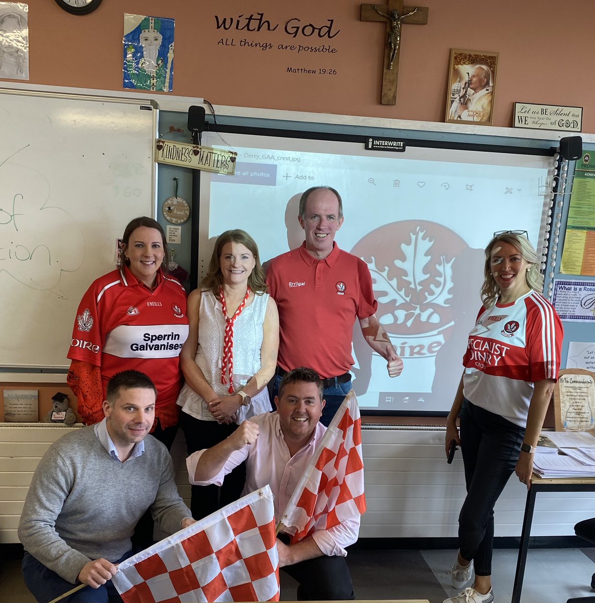 SPCBallymena's tweet photo. Move over Mr Canavan...@Doiregaa are back!! 
Some happy Derry teachers in St Patrick's today!
#UlsterChampions 🇦🇹🇦🇹🏆 https://t.co/QBnssDM2FP