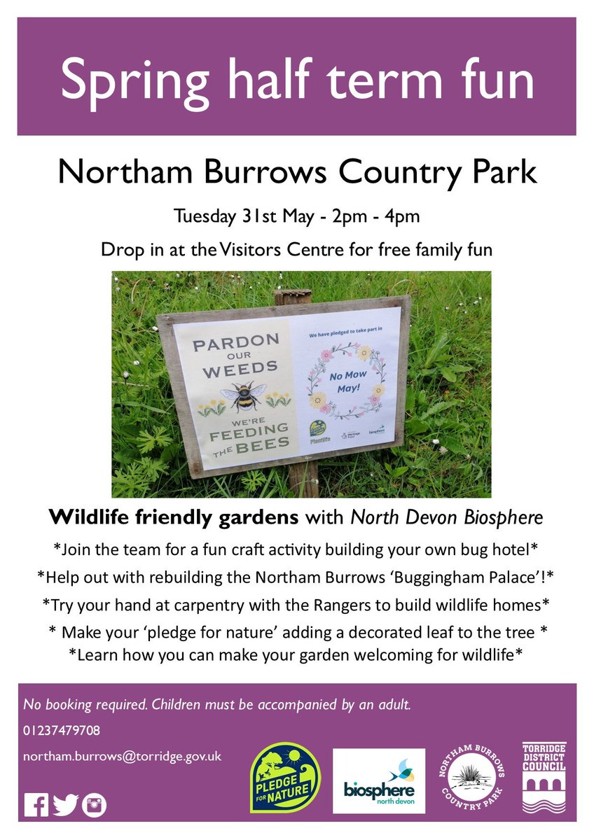 Looking forward to this event tomorrow at the Northam Burrows Visitors Centre! Come along to find out how you can give nature a home in your garden 🦋🐦🌸🌱