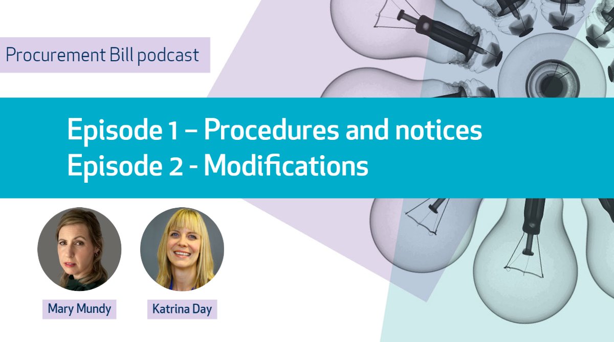 Listen to our new podcast, which helps #procurement teams to navigate the expected changes under the #ProcurementBill and provides practical tips on its implications.

Episode 1 - Procedures and notices: ow.ly/HInb50JkSEr

Episode 2 - Modifications: ow.ly/rzBz50JkSEs