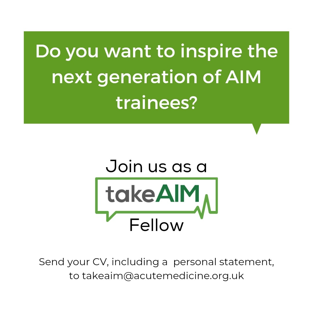 take__AIM's tweet image. We've extended the deadline to apply to become a takeAIM fellow - its now 17th June 2022.  If you're an Acute Medicine registrar in the UK and want to find out more, drop us an email or DM us here.