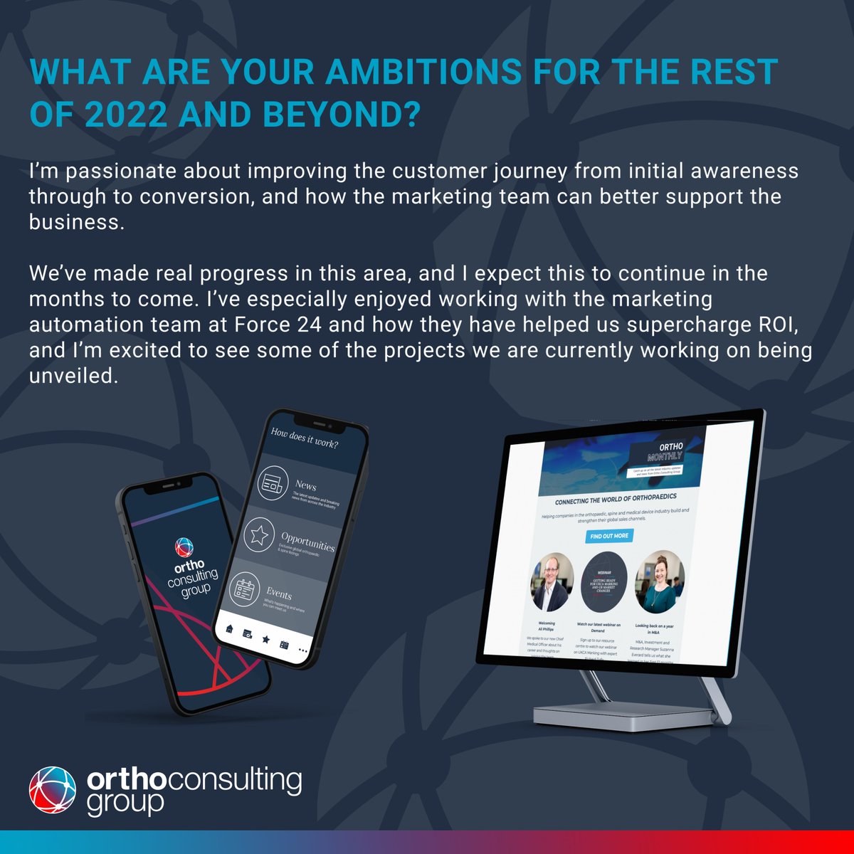 OrthoCG's tweet photo. Ric Sumner joined Ortho Consulting Group (OCG) as Head of Marketing in April 2021, bringing more than ten years of experience managing creative content teams.

We caught up with him to learn more about his role, favourite projects and ambitions for 2022.

#Team #Marketing https://t.co/sj7g0poNxY