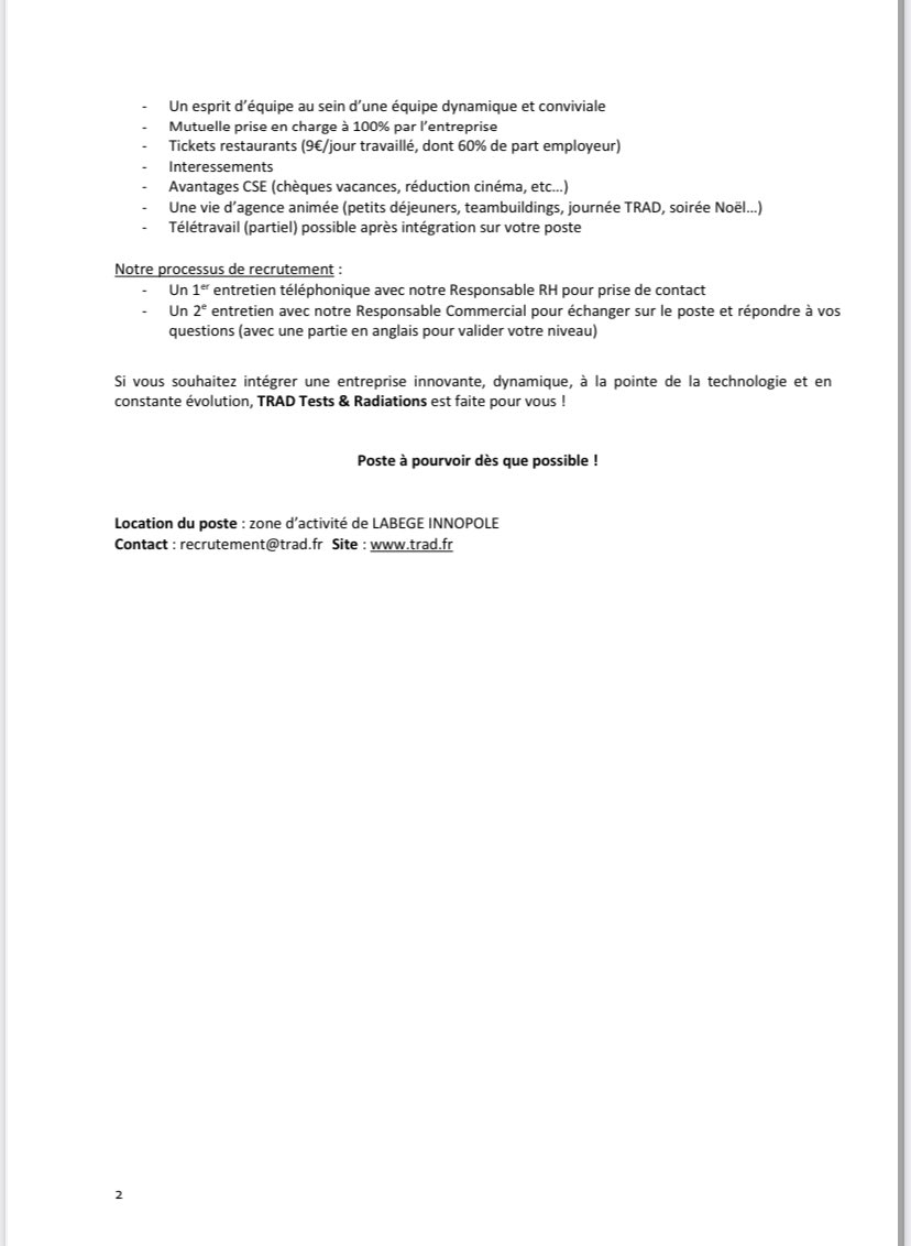 TRAD_Officiel's tweet photo. 📢 EMPLOI À POURVOIR 
TRAD recrute un(e) Administrateur/trice des ventes en #CDI 

❓ASAP
📍Toulouse - Zone d’activité Labège Innopole
📧 Contact : recrutement@trad.fr / https://t.co/pTOekULZZ7

Description du poste ci-dessous ⬇️

#recrutement #commercial #job #i4emploi https://t.co/MjjUPGllfS