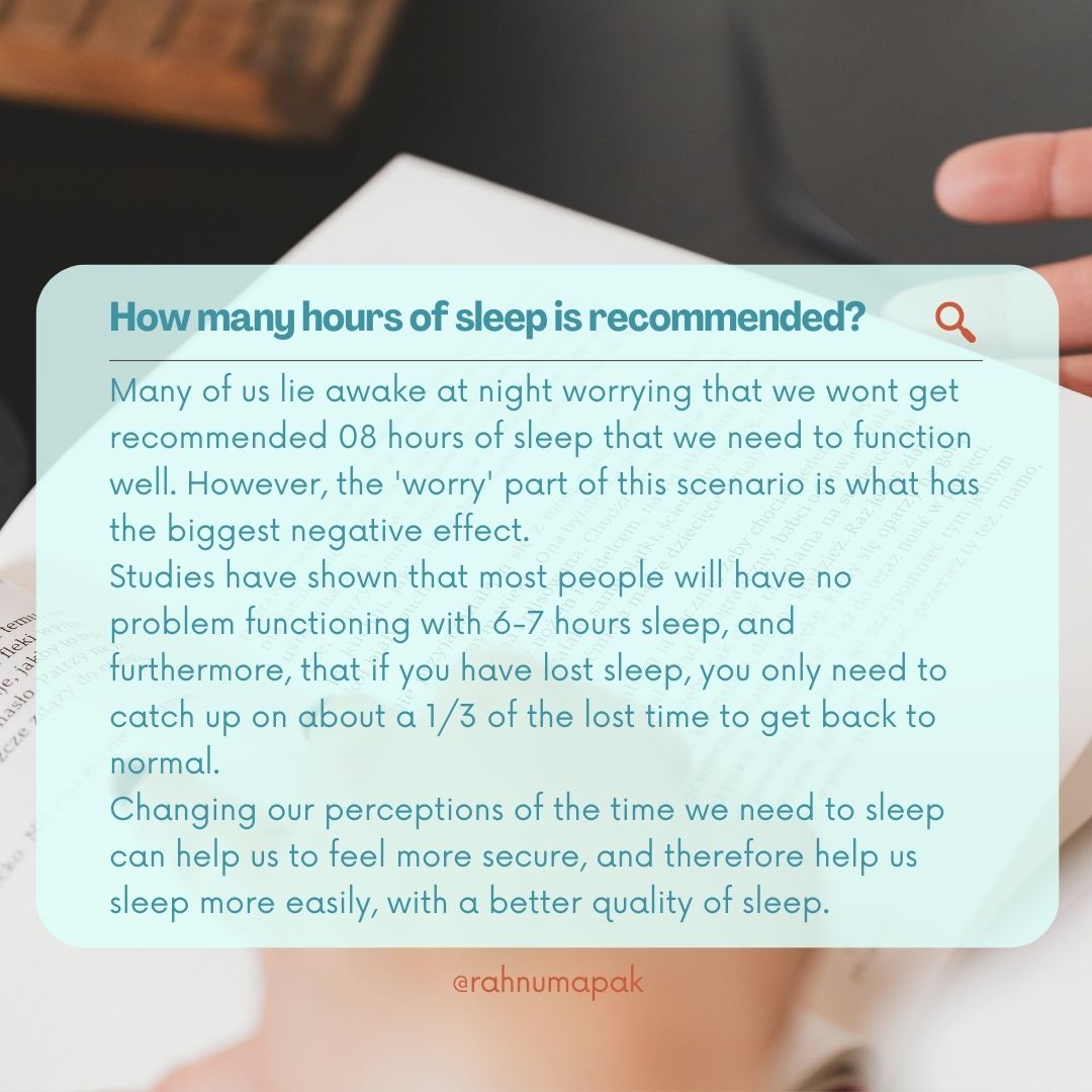 rahnumapak's tweet photo. A question was asked in yesterday's session with @Monaiza_Diva "How many hours of sleep is recommended?"
6-7 hours of quality sleep is the answer. Read below:
#TuesdayTip #rahnumapak #findyourpath #stressmanagement https://t.co/KXkIqSbbiX