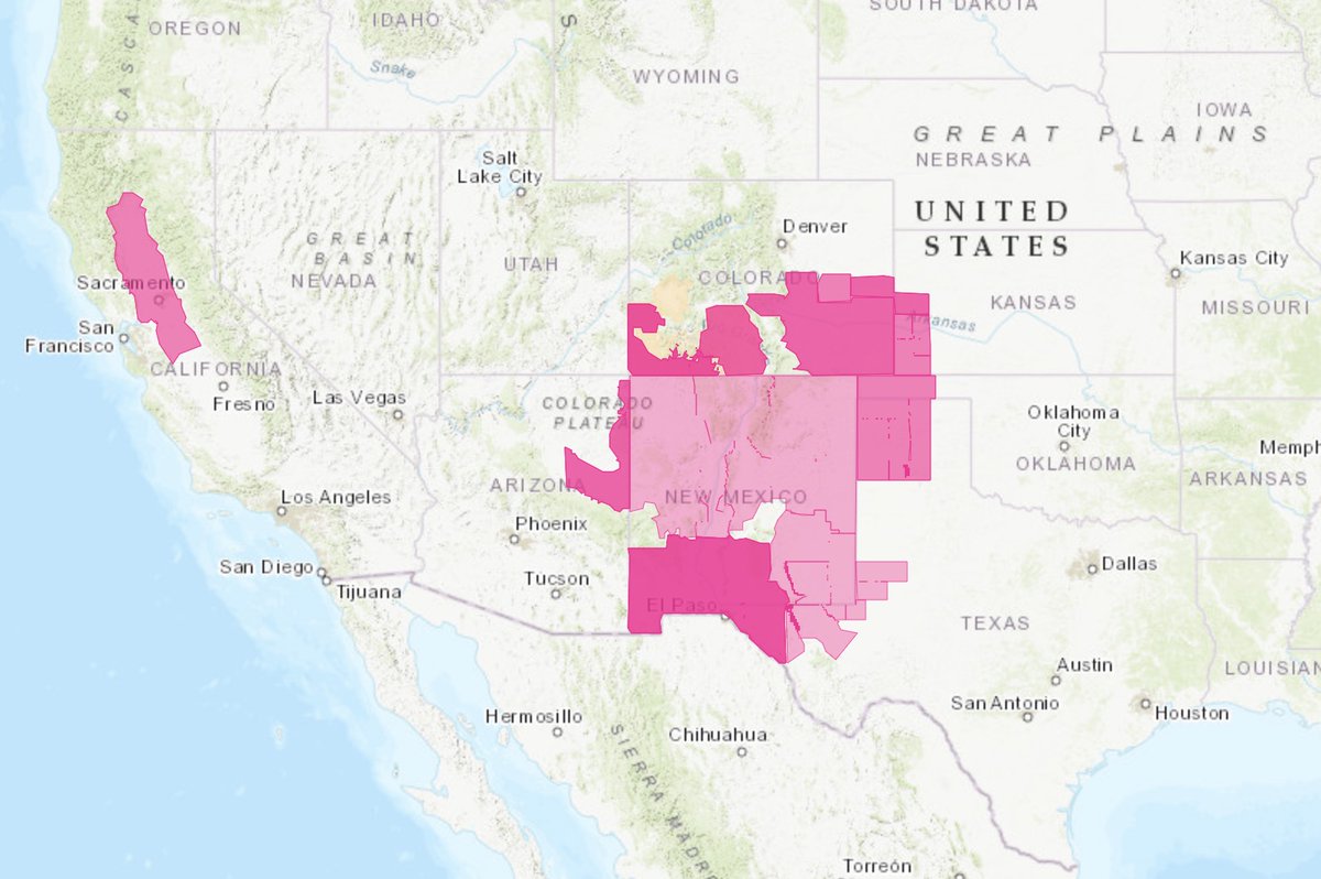 wildfiretoday's tweet photo. Red Flag Warnings today in parts of CA, AZ, NM, DOR, KS, OK, &amp; TX. https://t.co/R5QyifxTah