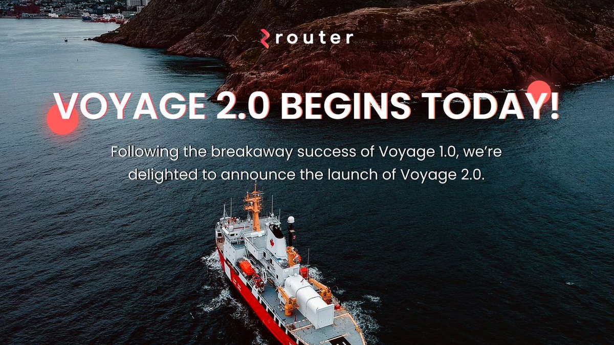 We are delighted to announce the second edition of our trading contest: Voyage 2.0 🎉

⏳Live from 30th May 2022 - 12th June 2022⏳

With a prize pool of 10,000 $ROUTE, this time the rewards are higher and so are the stakes 💰🤩

Read the thread to know all about it 🧵💥👇

1\