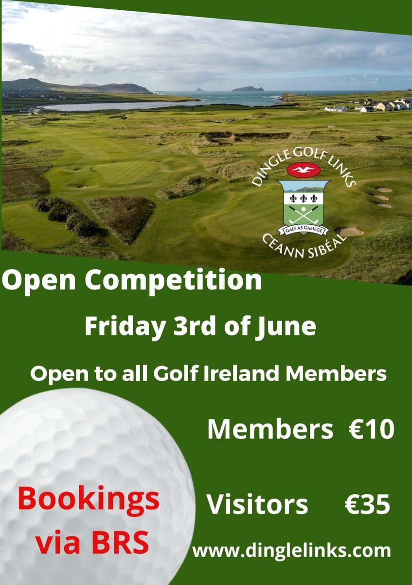 CeannSibealGC's tweet photo. Any @GolfIreland_ #golfers in Dingle this weekend? We've an Open Comp this Friday. See for yourself why @top100golf ranks us in Irelands top 50! A steal at €35 🙌🏌🏿♂️🏌️♀️⛳☘️
#opencomp #golf #golfireland #opencompetition https://t.co/W39b8dXFaE